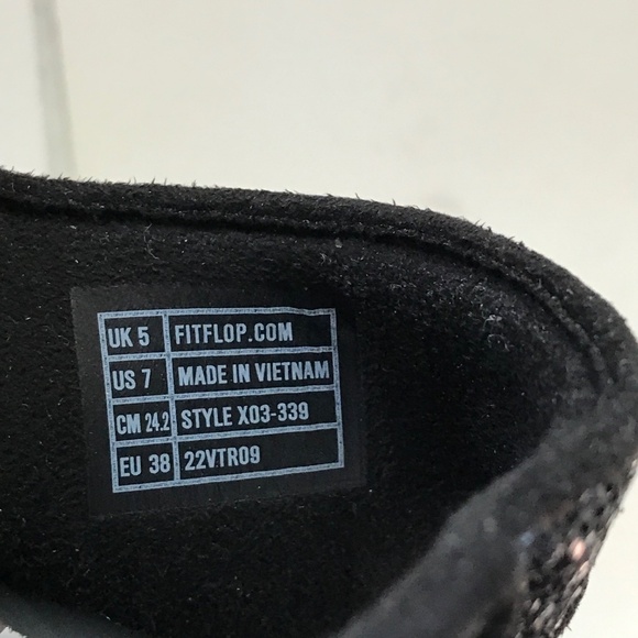 FITFLOP Lulu Glitter Wedge Sandals Black Flip Flop Thong Platform Women Size 7 - Picture 12 of 16